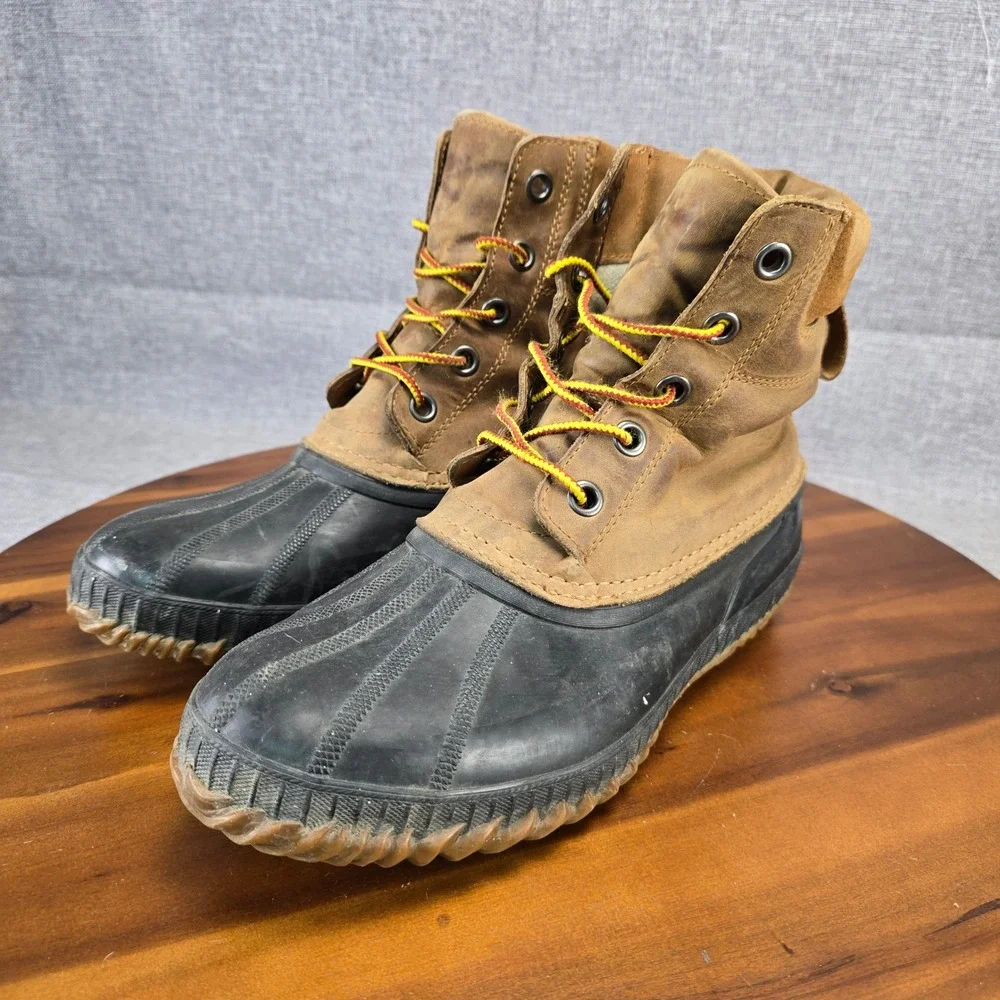 Sorel Mens Cheyanne Lace Waterproof Winter Duck Boots Brown Black NM1704-224 10